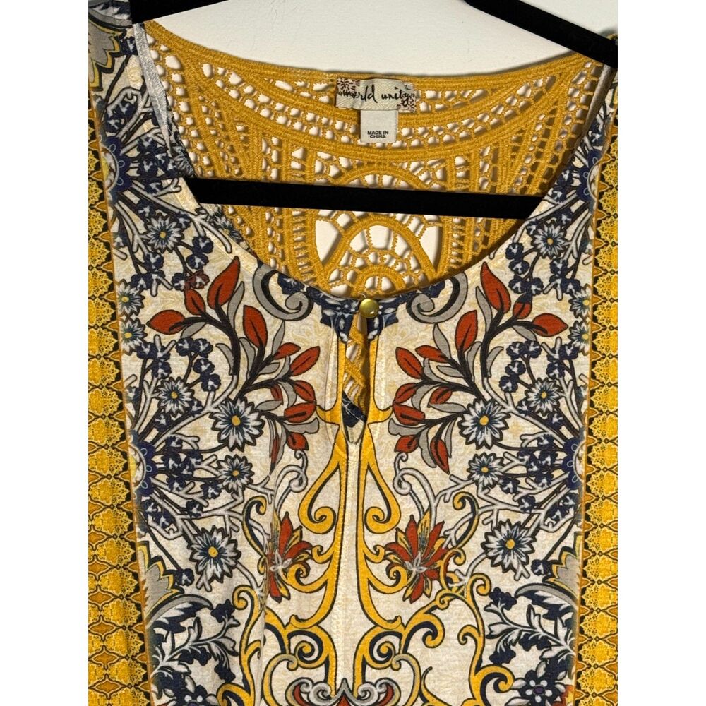 World Unity Tunic Size Xl With Yellow Crocheted B… - image 7